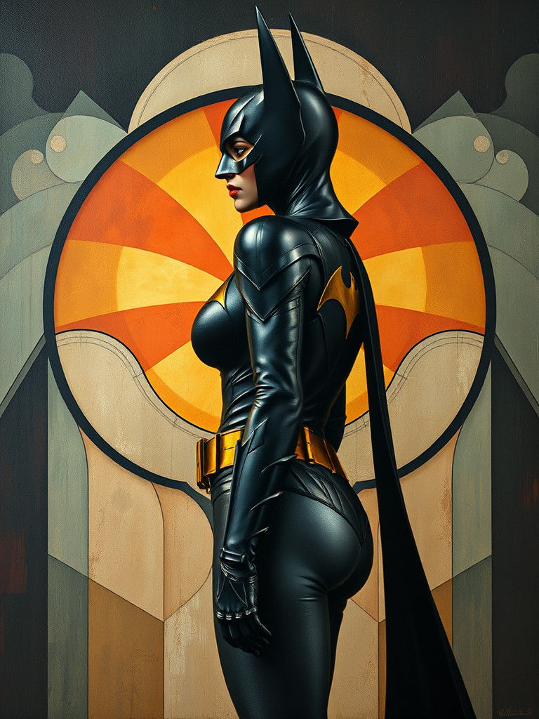 Batgirl Portrait in Art Nouveau Style