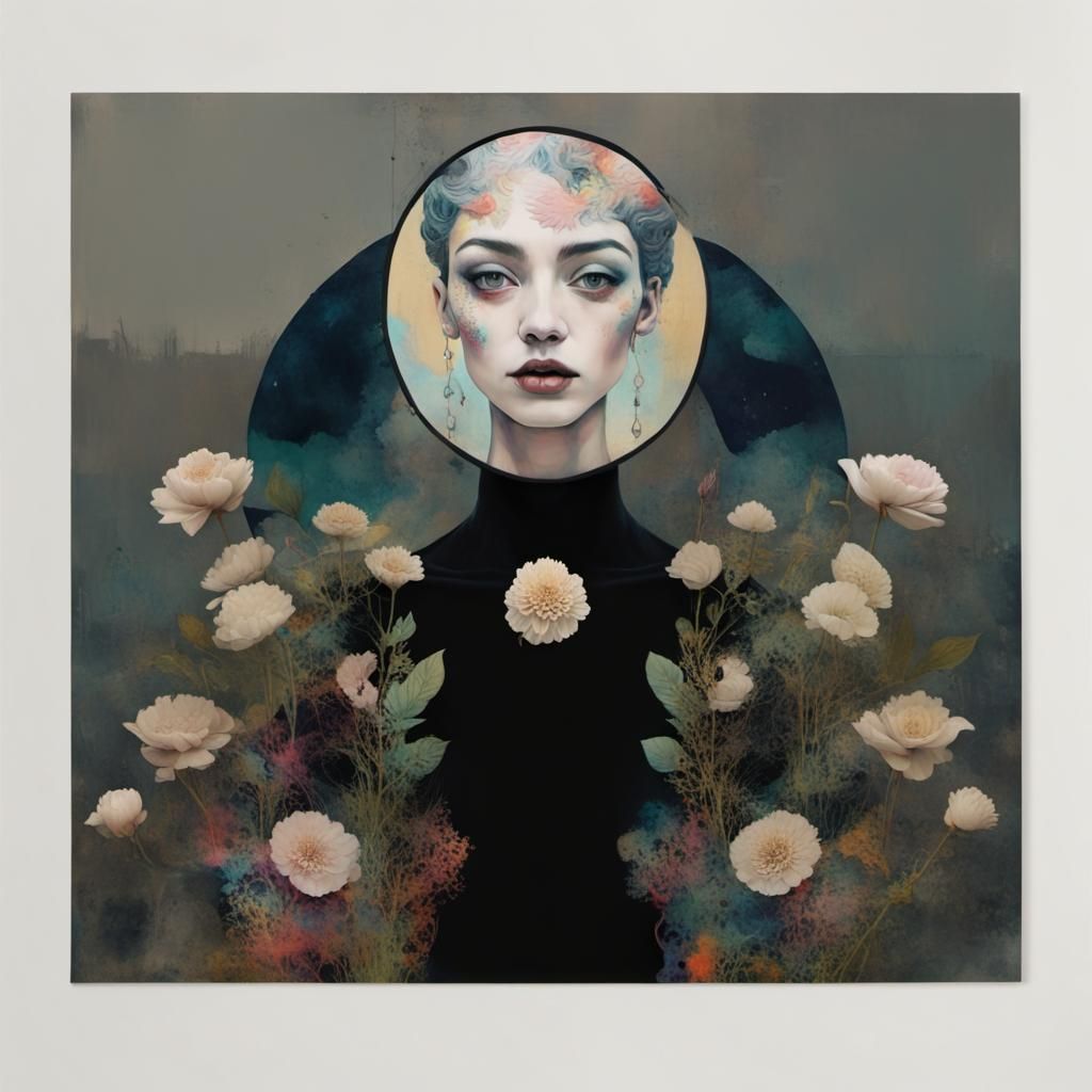 Mysterious Portrait in Pop Art Nouveau Style