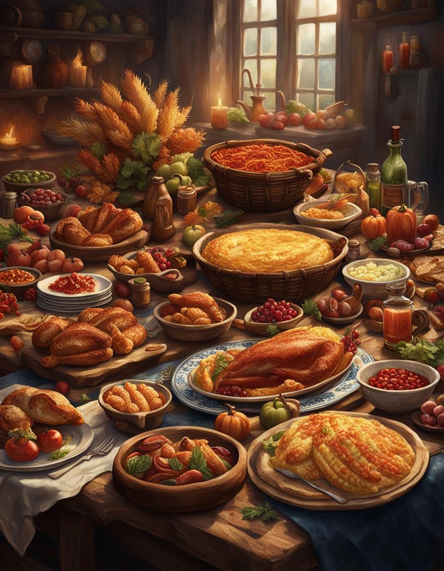 Hyperrealistic Transylvanian Harvest Feast in Romania
