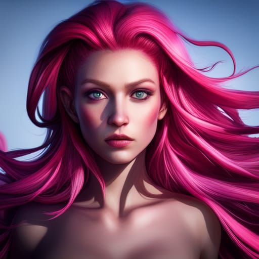 Pink Fluffy Hair Fantasy Concept Art