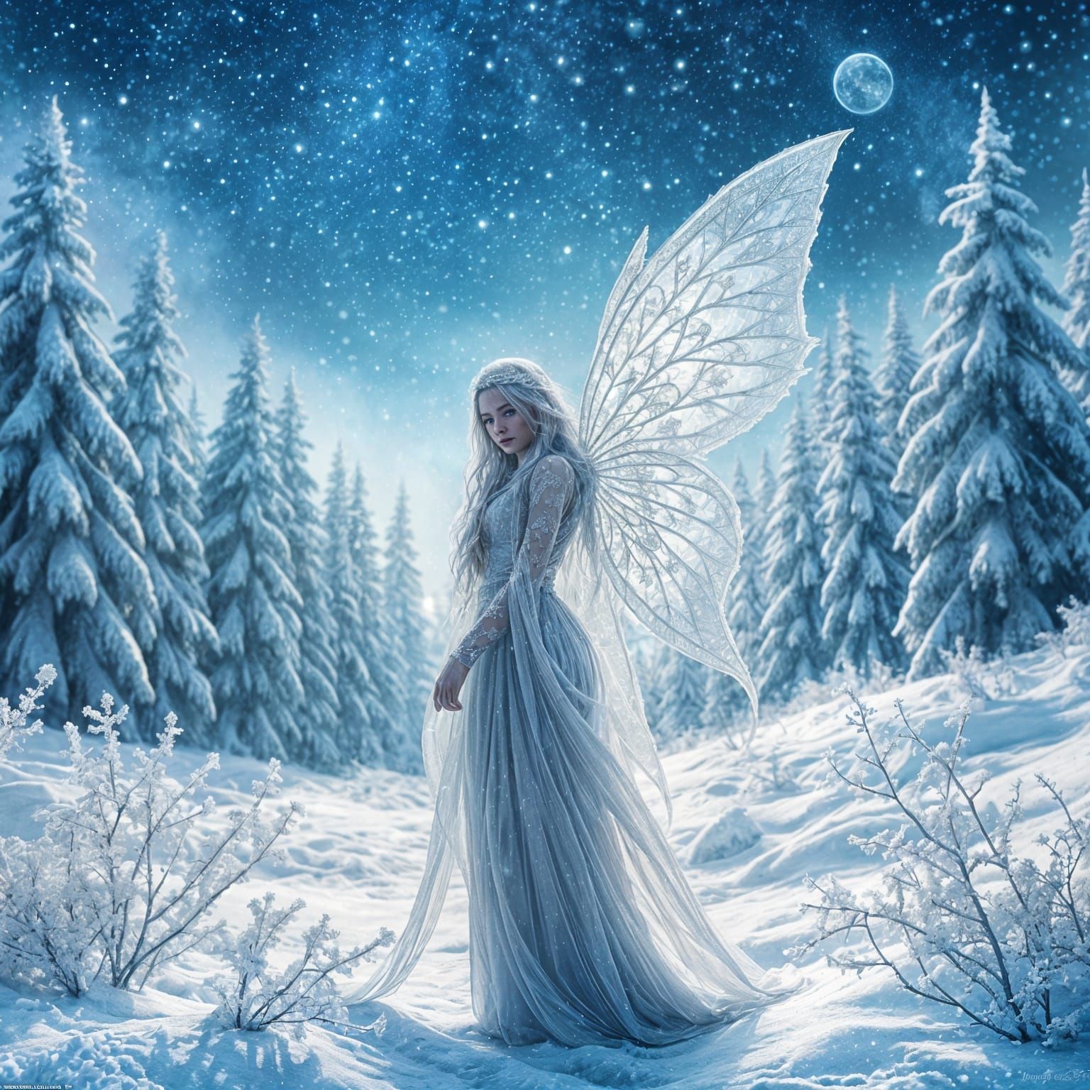 Ethereal Ice Queen in Majestic Winter Wonderland
