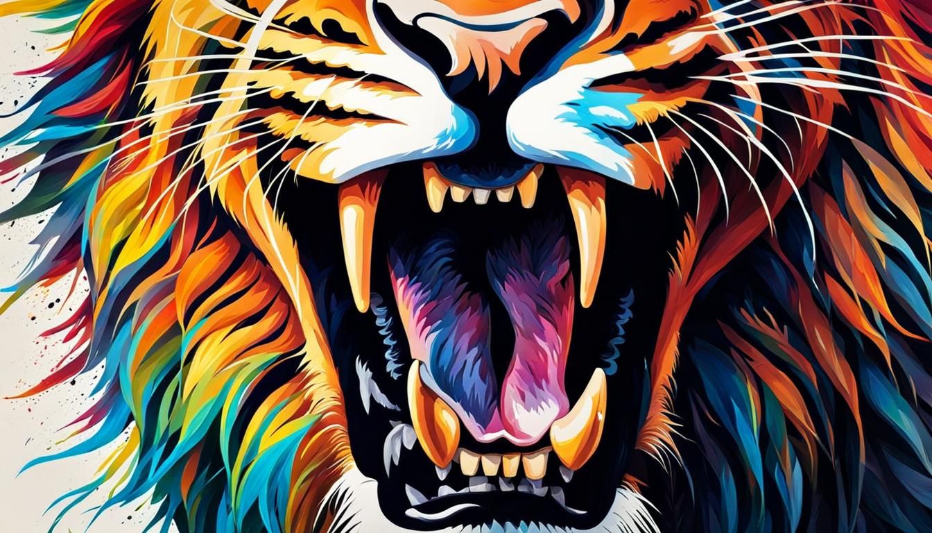 Inside a Lion's Mouth: Detailed Digital Illustration