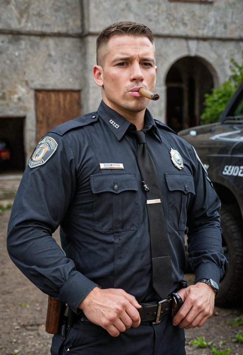 Young Cop with Cigar