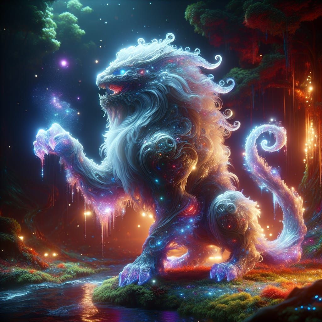 Luminous Mystical Chimera Laughing in the Dark