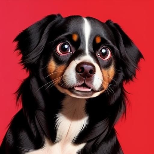 Angry Frowning Dog with Huge Eyes Close-up