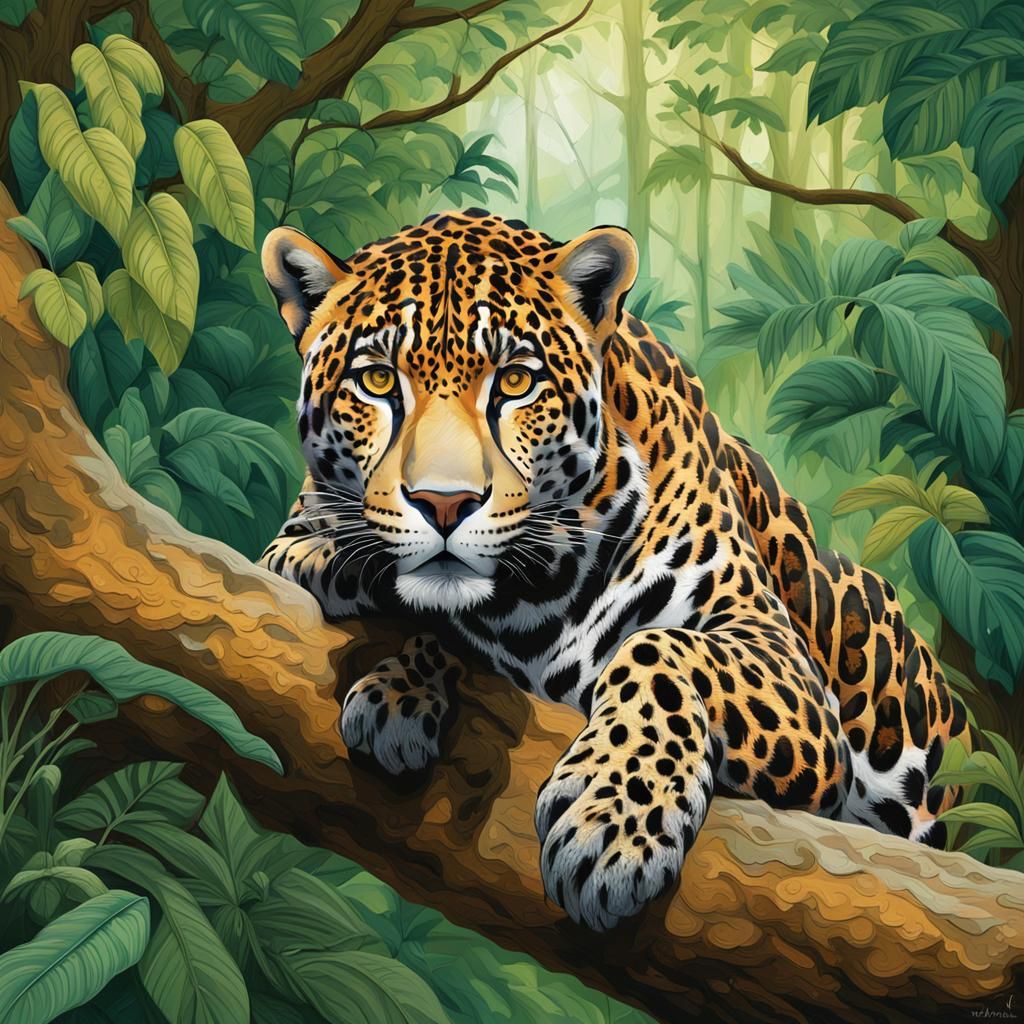 Majestic Jaguar in Lush Jungle Habitat