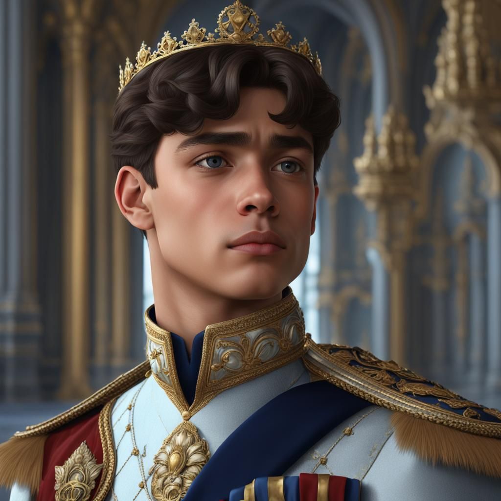 Regal Young Prince in Full Royal Regalia