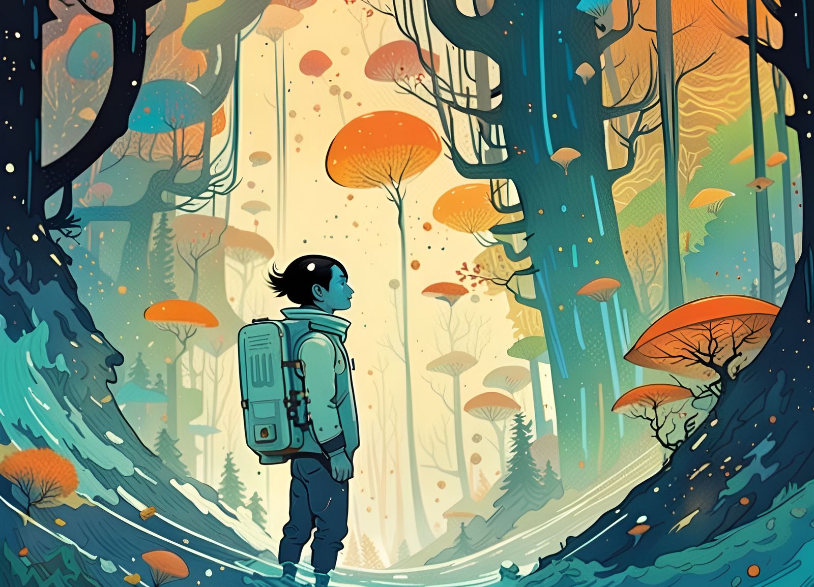 Forest Spirits in Space, Composite Digital Art