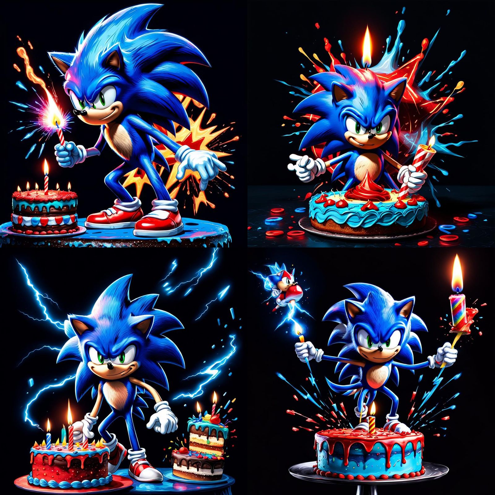 Sonic the Hedgehog Birthday in Holographic Style