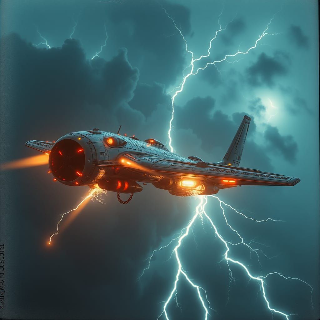 Futuristic Aircraft Creates Thunderstorm in Cinematic Style