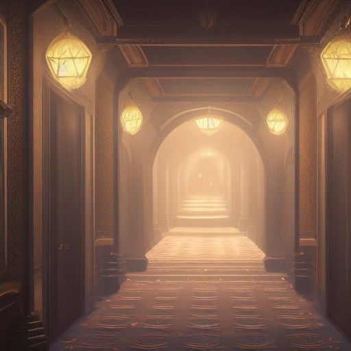 Fantastical Hallway with Deep Color, Digital Art