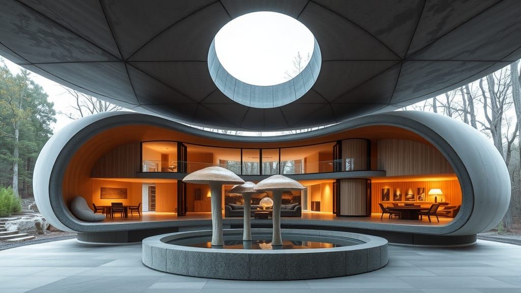 Organic Concrete Abode Inspired by Fungi and Nature