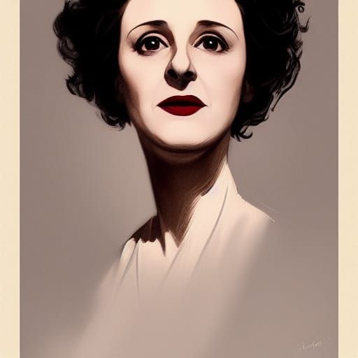 Edith Piaf Glamour Portrait in Art Nouveau Style