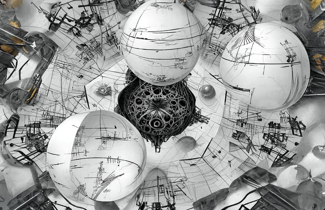 Futuristic Steampunk City in Geometric Style