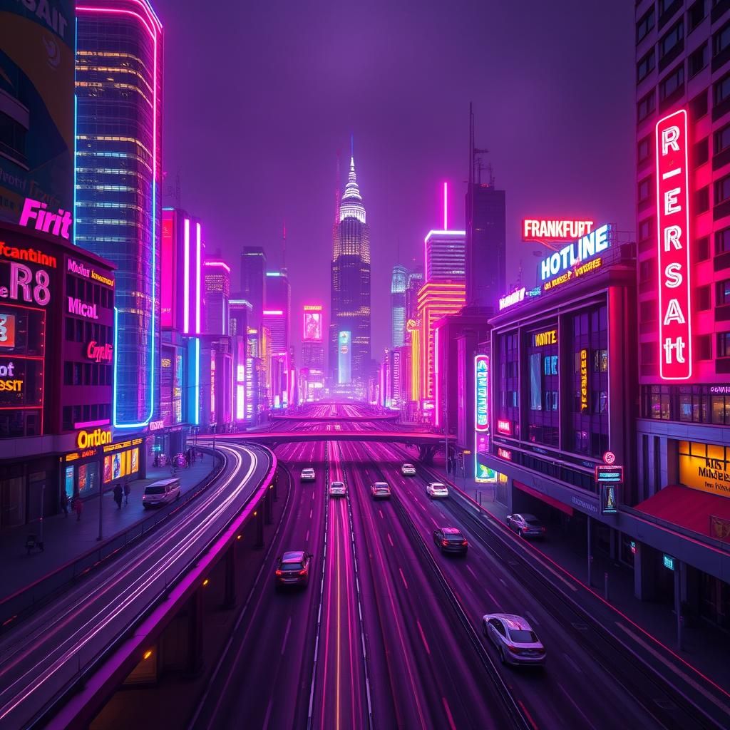 Neon Frankfurt Skyline in Vice City Style