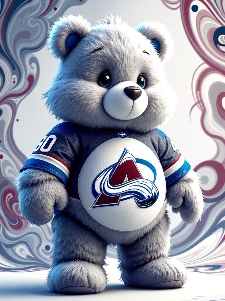 Burgundy and Blue Colorado Avalanche Care Bear with Silver A...
