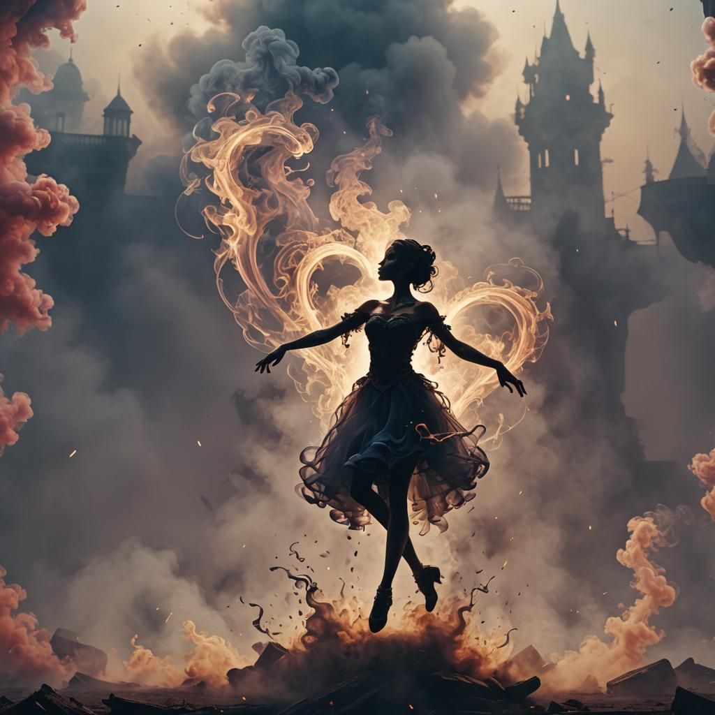 Smoky Heart Silhouette: Detailed Fantasy Art