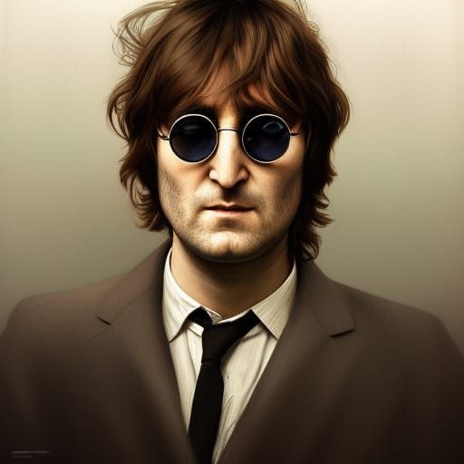 Detailed Portrait of John Lennon in Art Nouveau Style