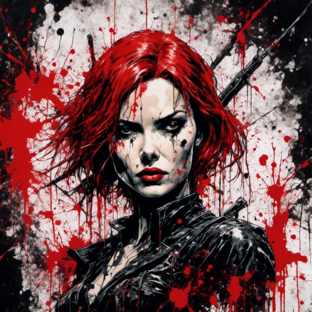 Macabre Black Widow Graffiti Splash Art