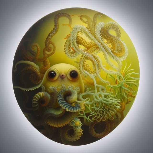 Marine Life Illustration in Glass Jar