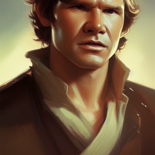 Detailed Portrait of Han Solo in Art Nouveau Style