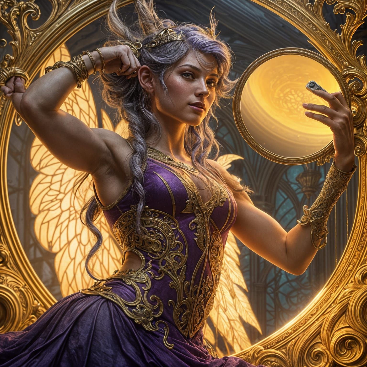 Mythical Fairy Flexing Bicep Gym Selfie