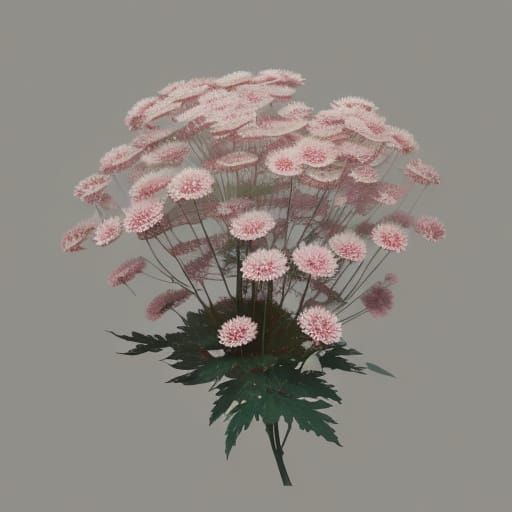 Dark Red Chrysanthemum in Studio Ghibli Anime Style