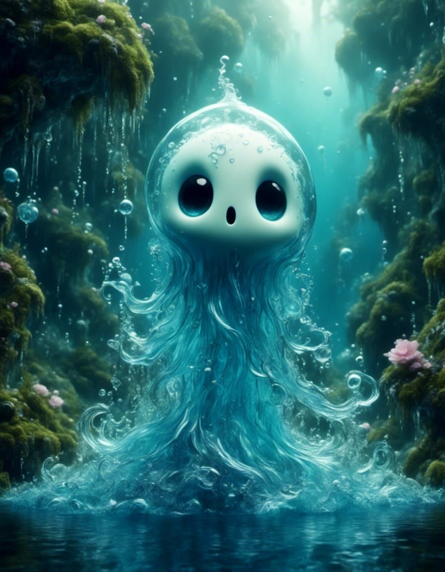 Playful Ghost Character in Fluid Style