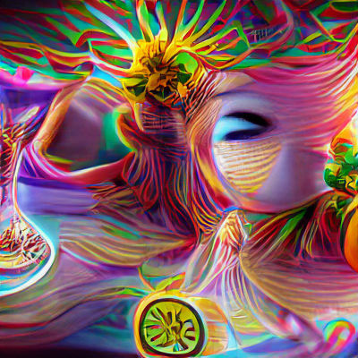 Psychedelic Lemon Tea Goddess in 8K Resolution