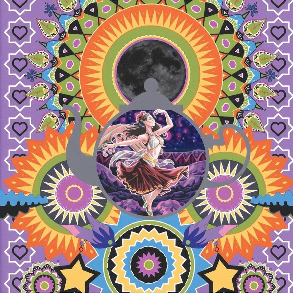 Surreal Teapot Dancer Under Desert Skies