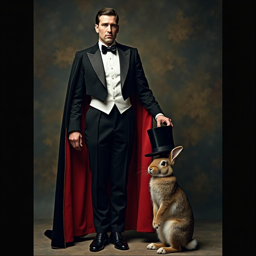 Magician's Rabbit Surprise in Noir Style