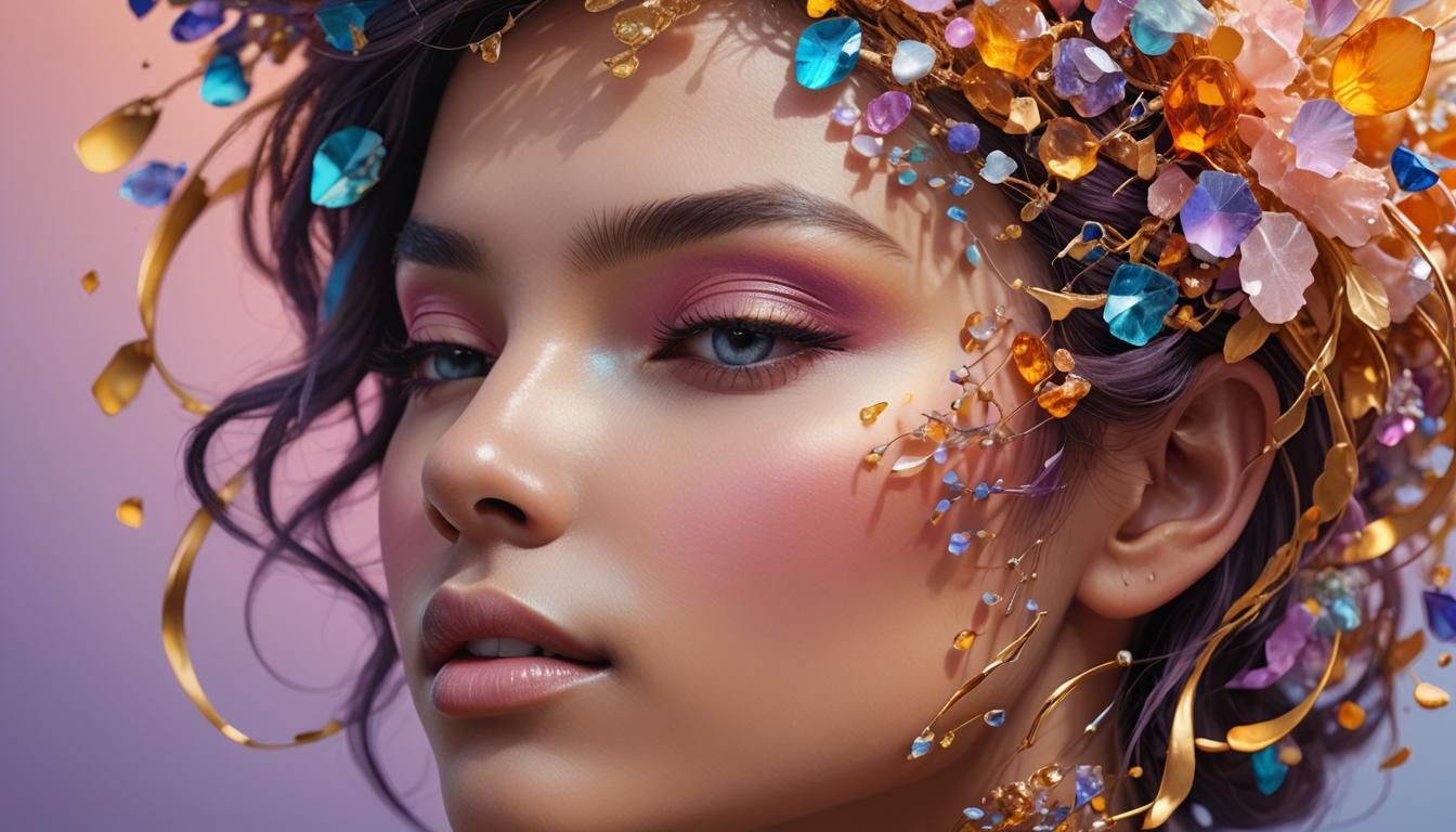 Vibrant Woman's Profile in Hyper-Realistic Digital Art