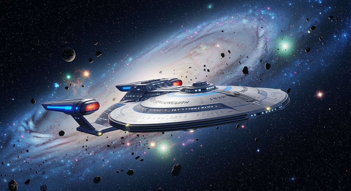 Starfleet Sovereign Starship Explores Alien Galaxy