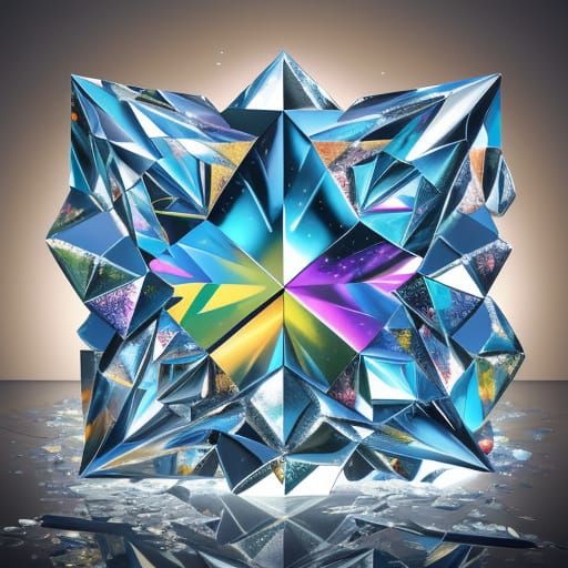 Geometric Glass Cubist Masterpiece in Golden Hour