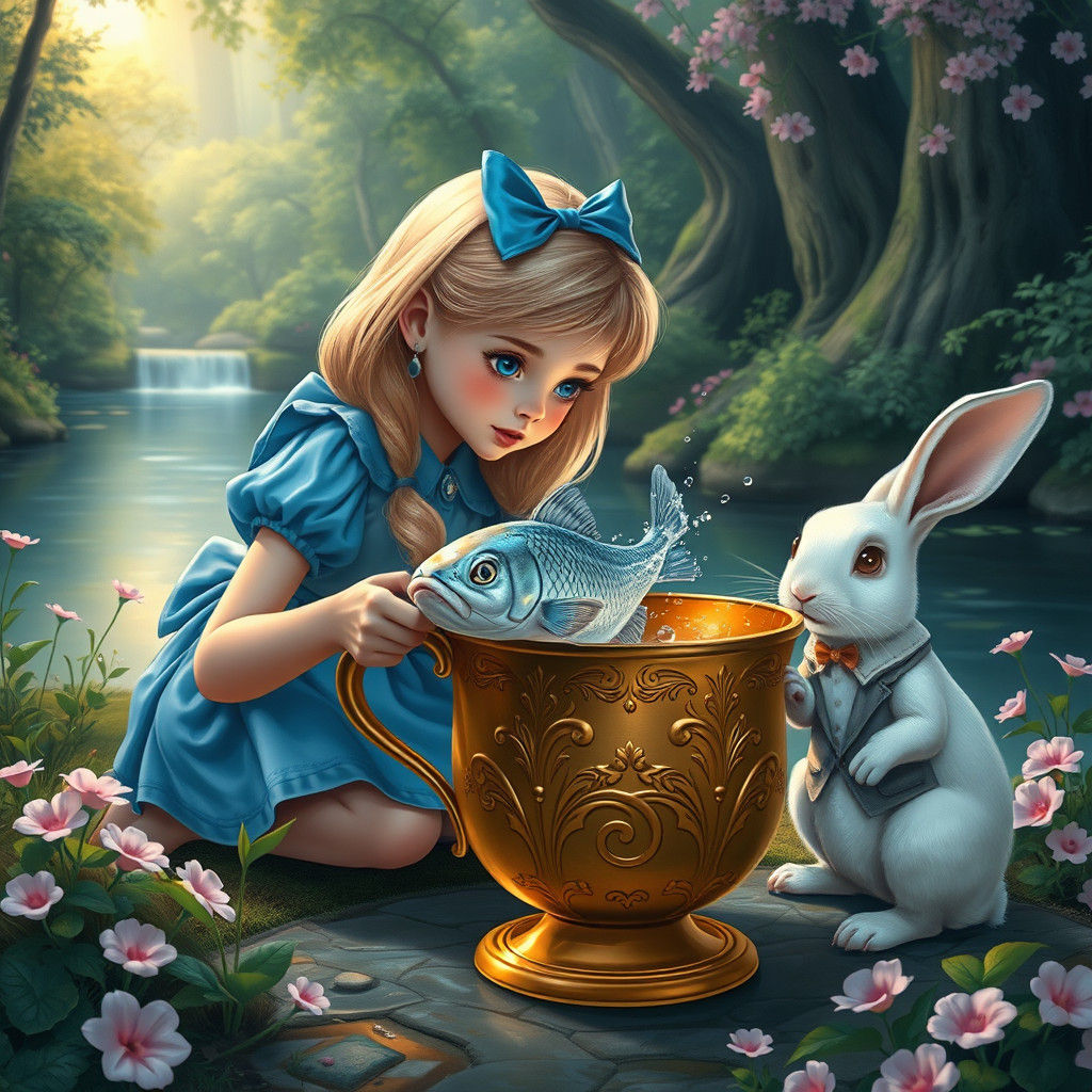 Alice in Wonderland and the Silver Fish