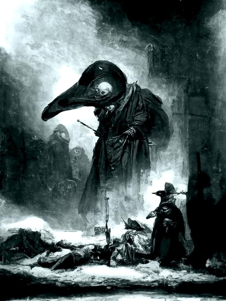 Eerie Plague Doctor in Gothic Horror Style