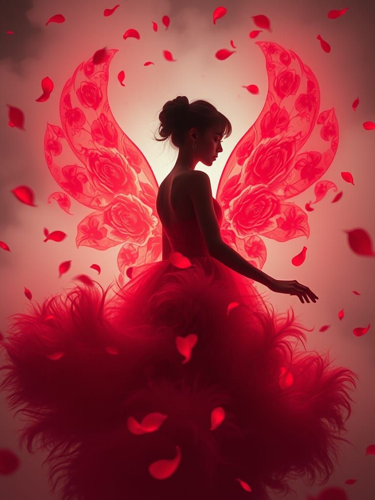 Ethereal Flower Dance in Silhouette with Double Glow Pattern...