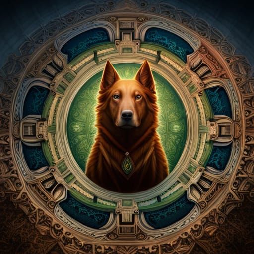 Detailed Dog Mandala: Fantasy Concept Art