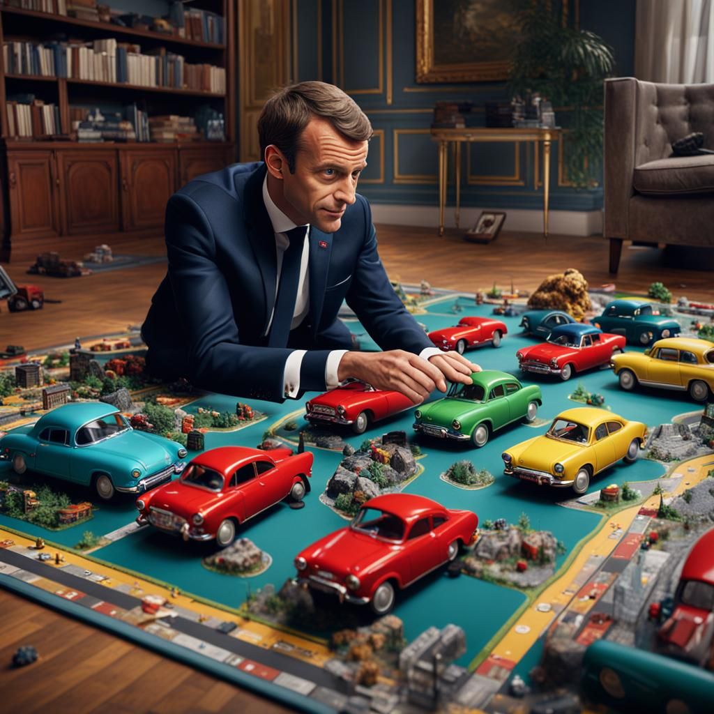 Macron's Playtime: A Detailed Matte Painting