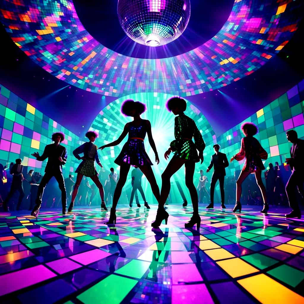 Vibrant Disco Scene in Neon Lights