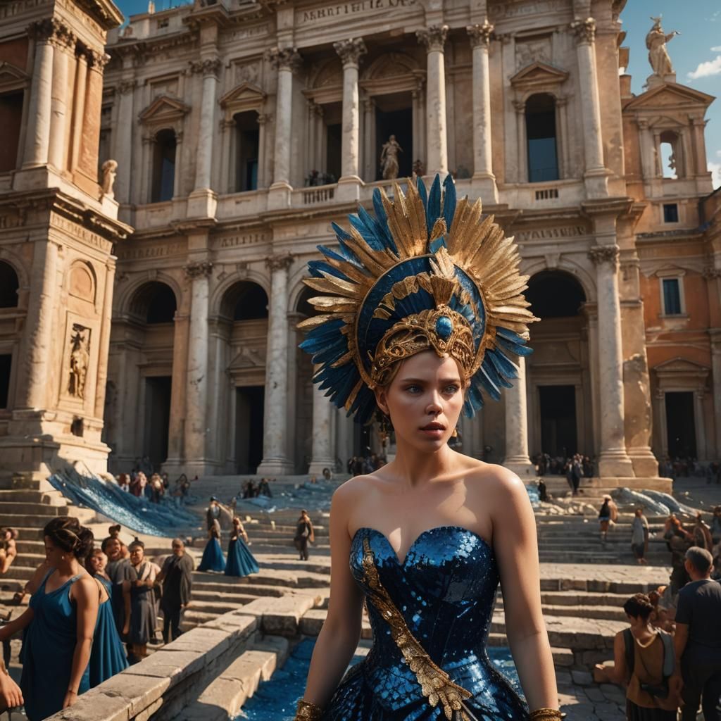 Scarlett Johansson in Opulent Art Deco Roman Portrait