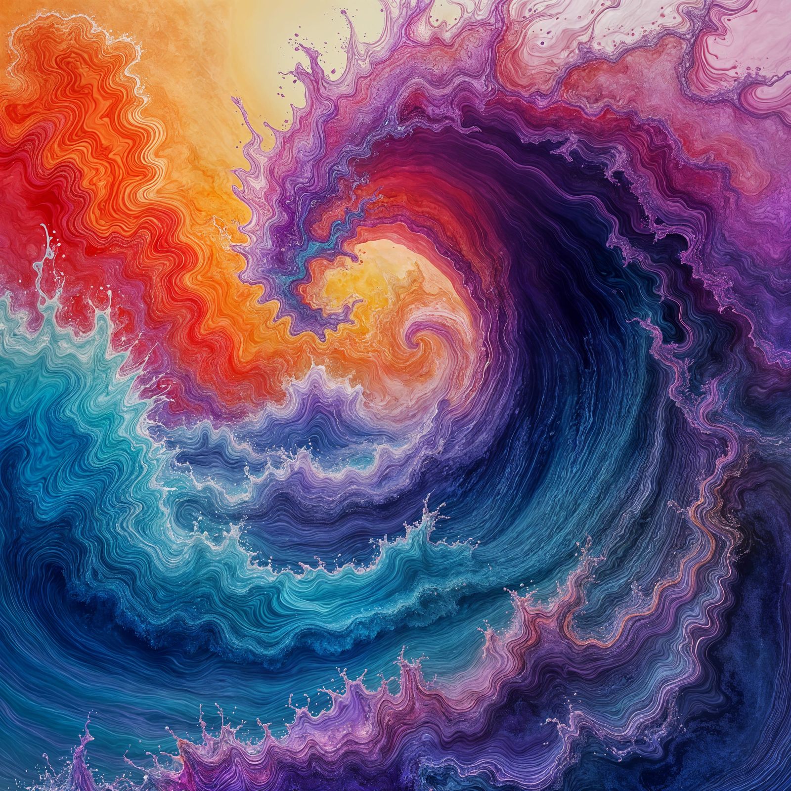 Vibrant Abstract Wave Function in Watercolor