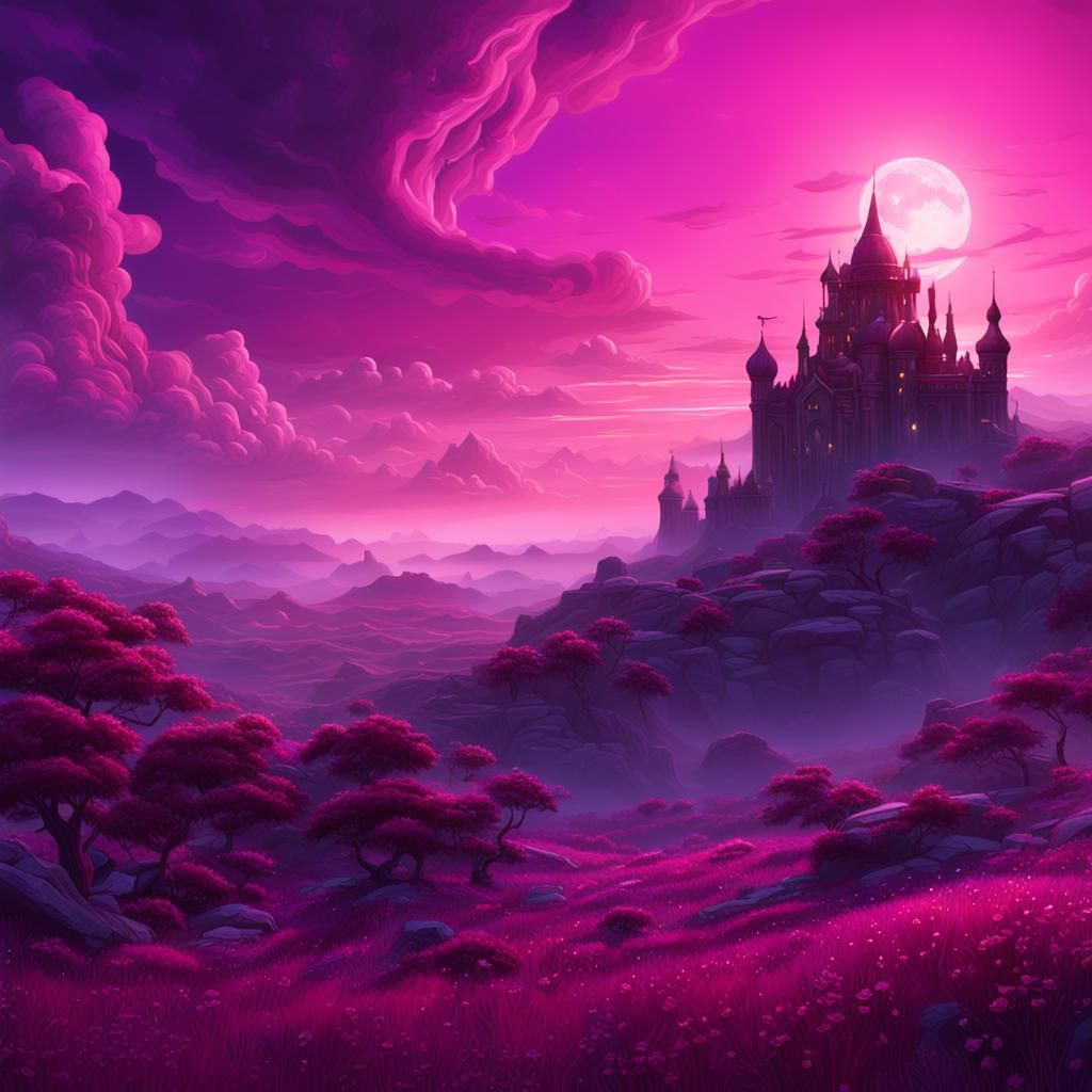 the evening sky in purples and pinks