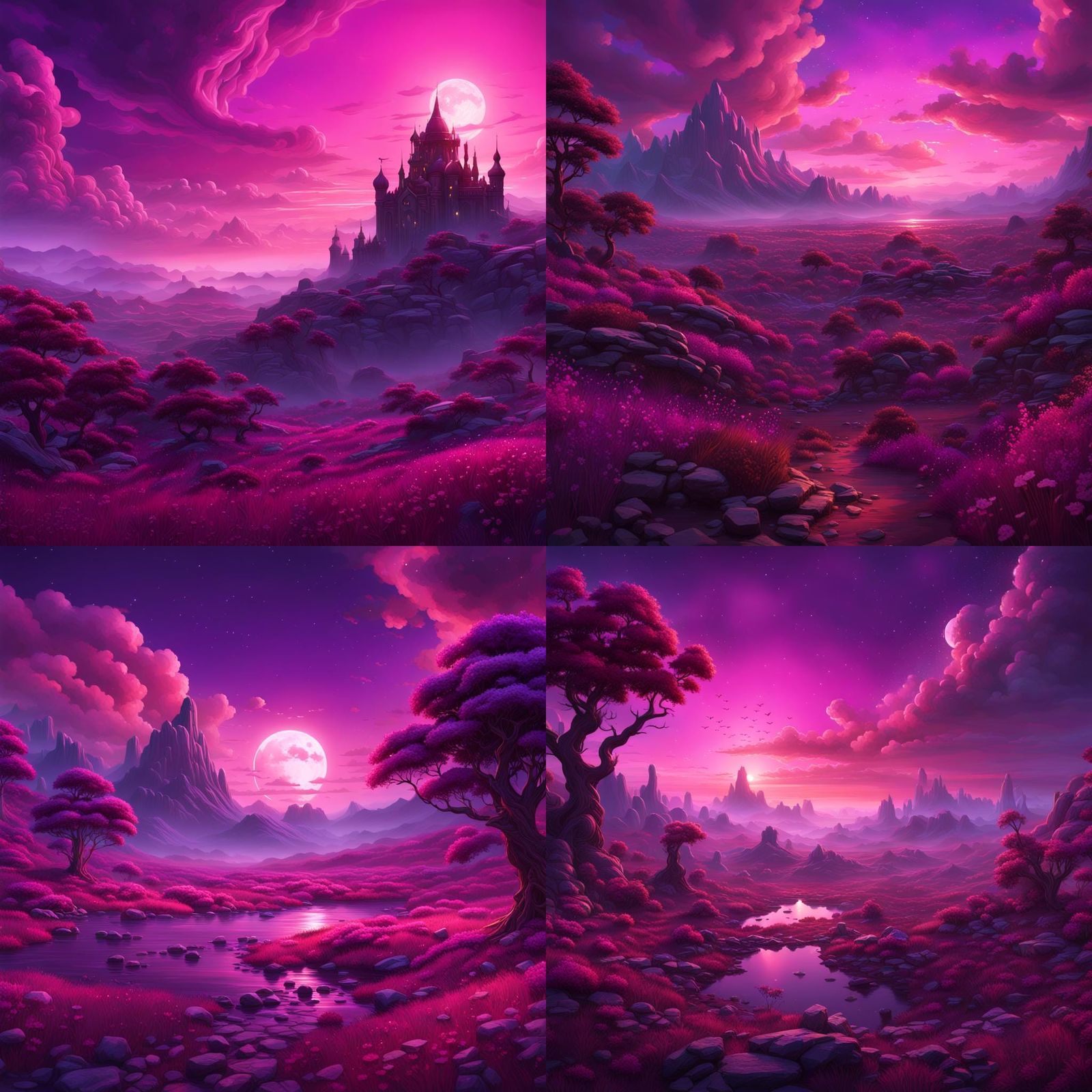 the evening sky in purples and pinks