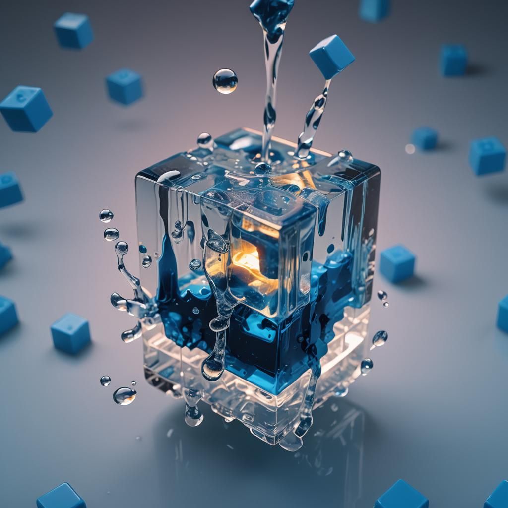 Blue Lego Brick Melts in Neon Liquid