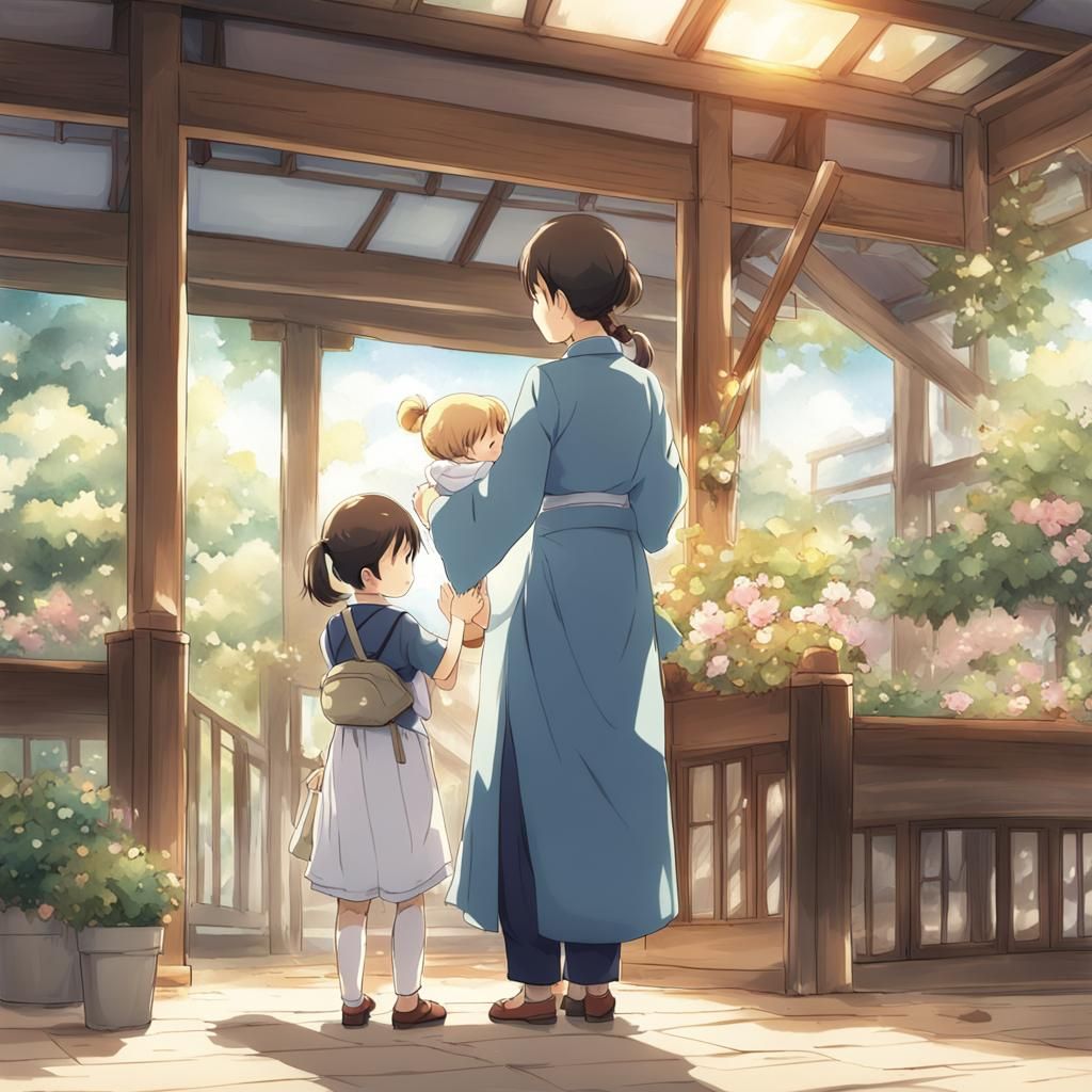 Heartwarming Family Moment in Anime Style