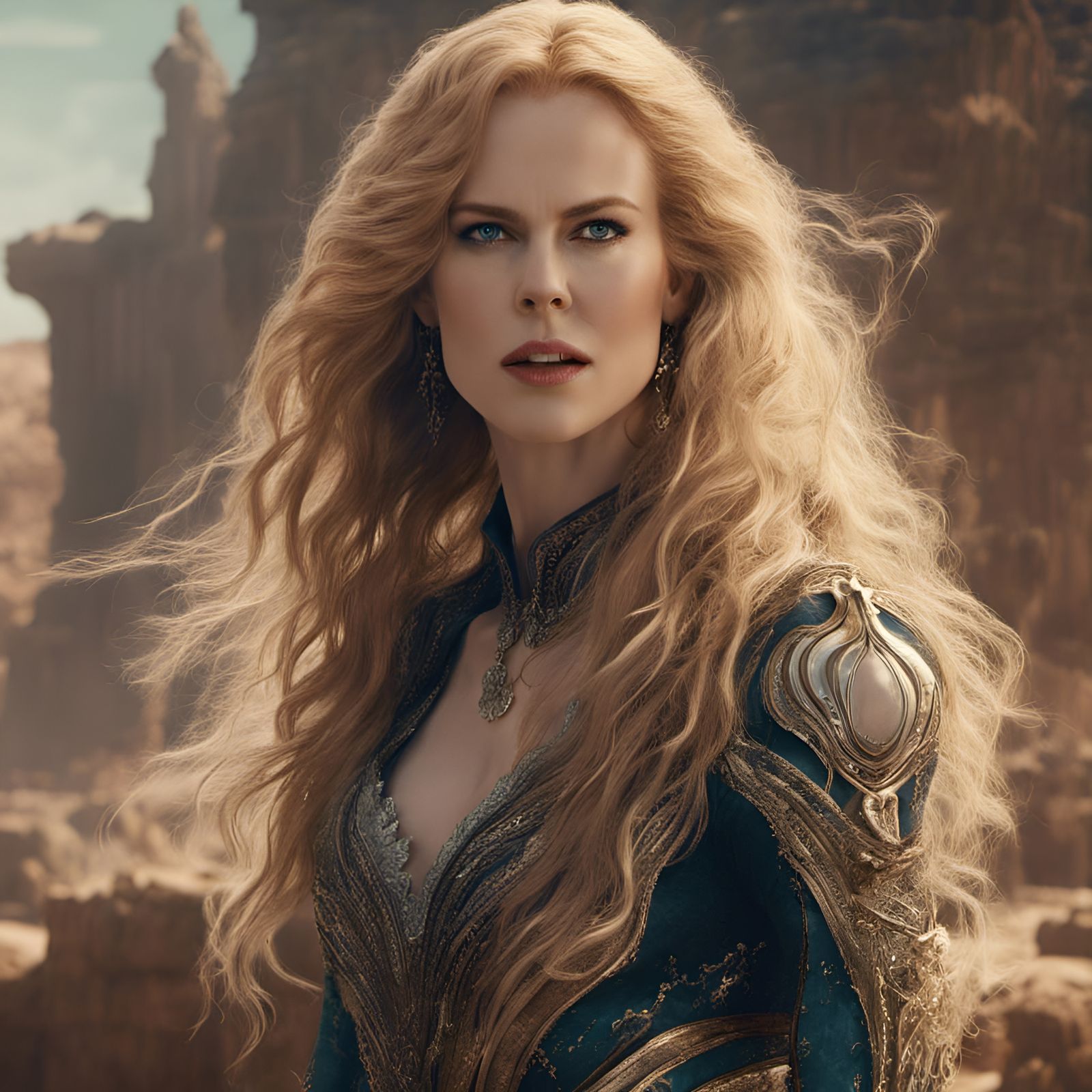 Nicole Kidman with Wavy Hair: Digital Art