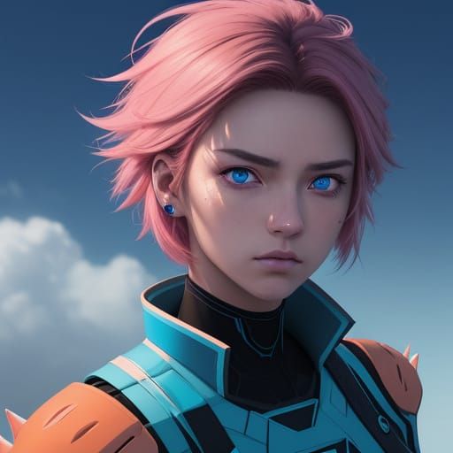 Hyperrealistic Anime Girl in Vibrant Digital Art