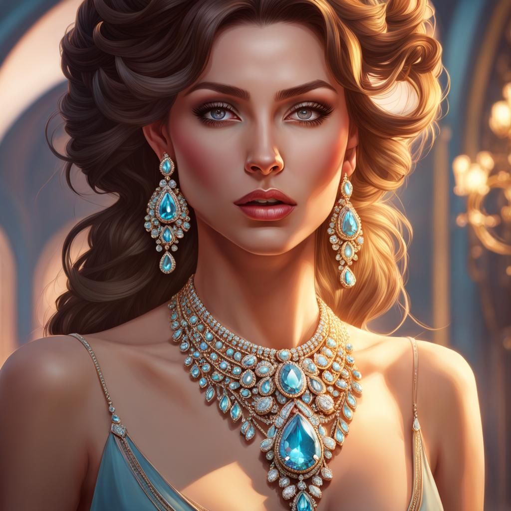 Diamond Jewelry Portrait in Hyperdetailed Style