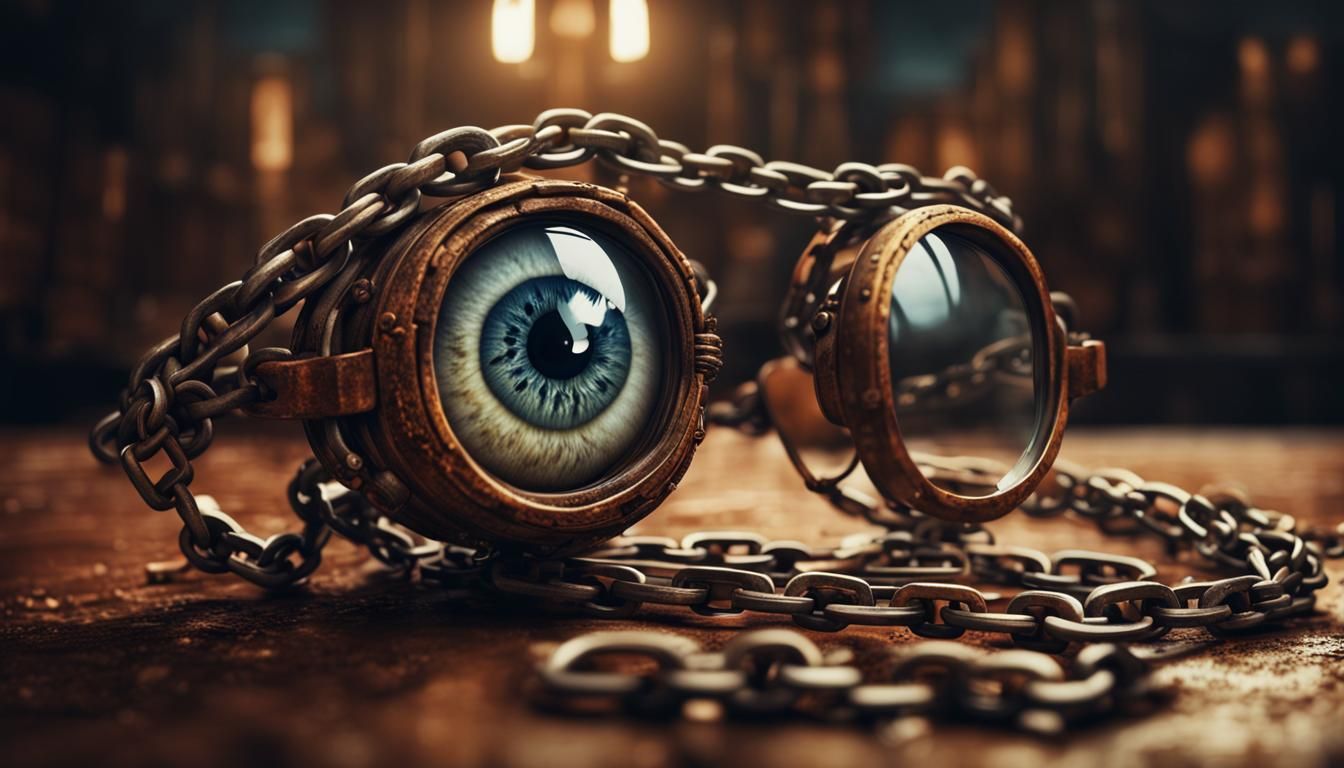 Eye Chained to Glasses: Dramatic Digital Painting